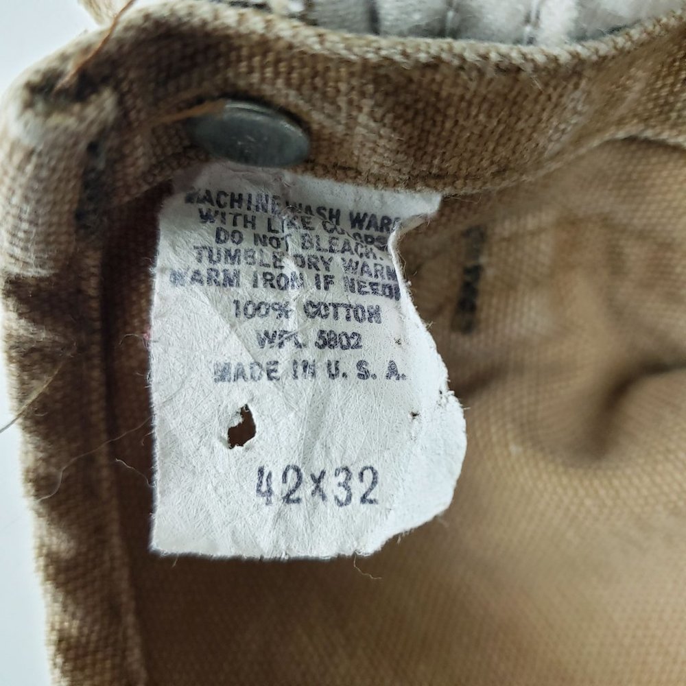 Vtg Liberty Bib Double Knee Canvas Overalls Brown Size 42X32 (42X30) Made In USA - Picture 8 of 11